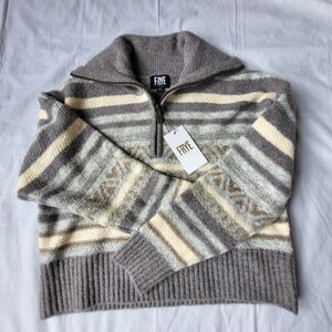 Frye Gray and Cream Striped Sweater